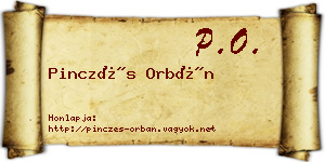 Pinczés Orbán névjegykártya